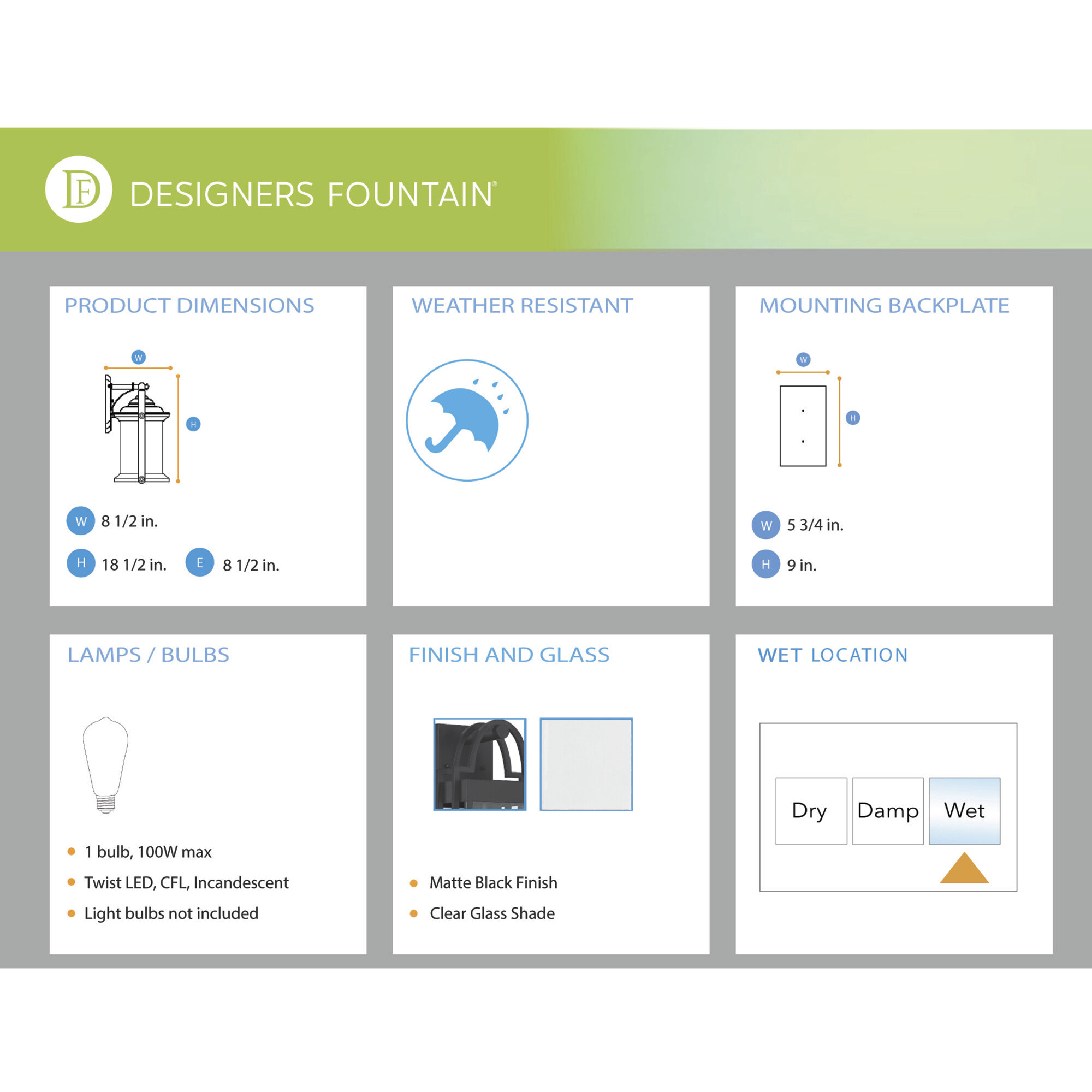 Monroe 1 Light 19 inch Matte Black Outdoor Wall Lantern